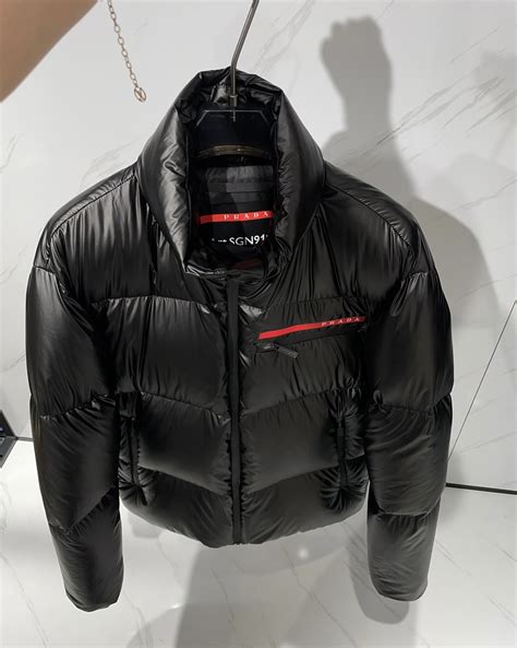 prada puffer jacket white blue and red|prada puffer jacket men.